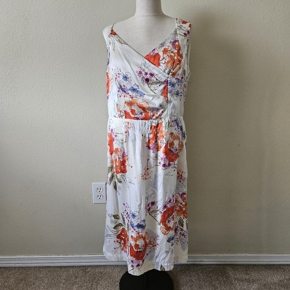 PENDLETON Ivory Floral Print Silk Charmeuse Cape Cod Dress US 8 - Picture 1 of 9